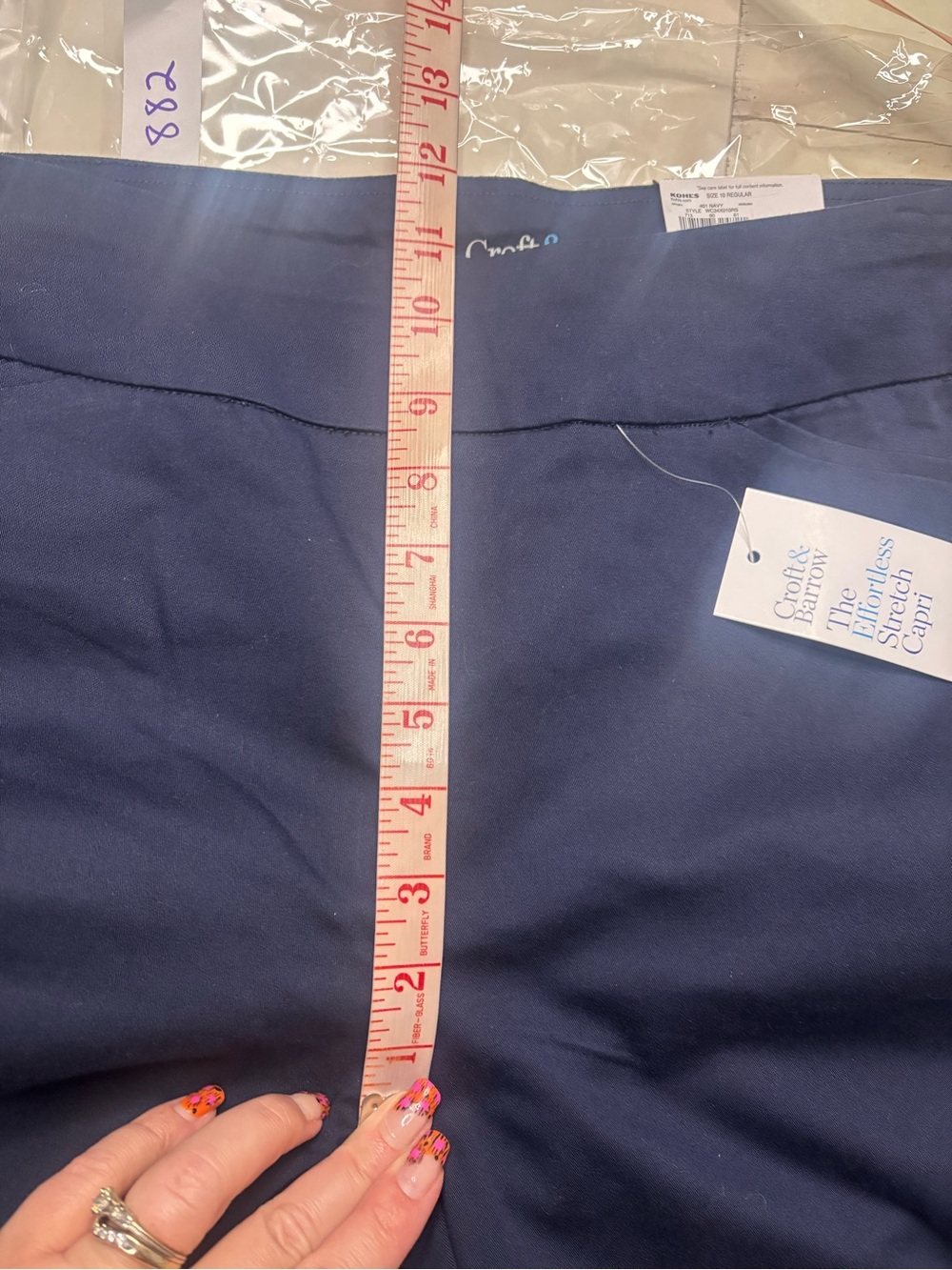 Croft Barrow Effortless Stretch Capri Pants Womens Size 10 Navy Blue Pull On NEW - Picture 4 of 7